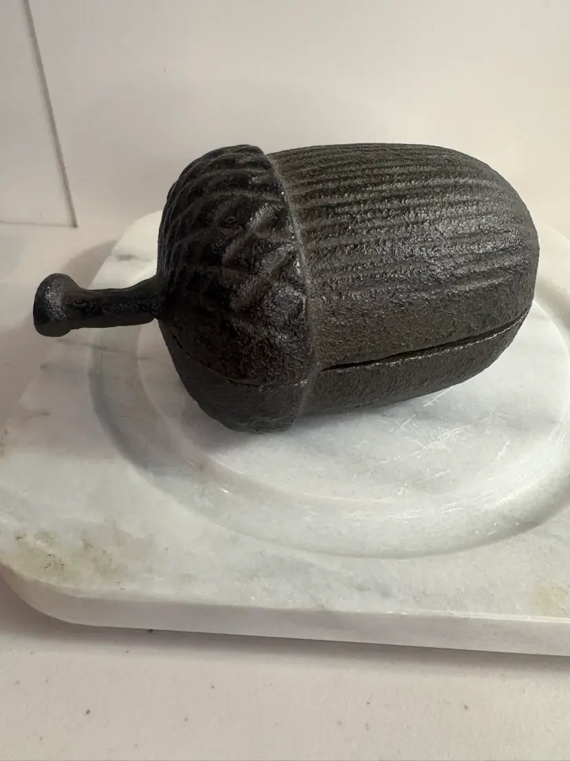 Cast Iron Acorn Home Decor Figurine Trinket Box