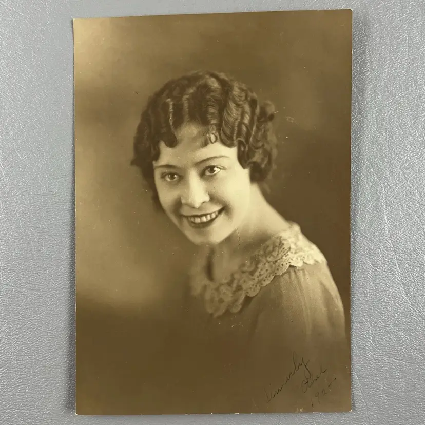 Antique 1922 Portrait Photo Beautiful Lady Flapper Hair Finger Waves 6.5x4.5"