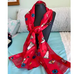 19/ Red Nautical Lighthouse Scarf
