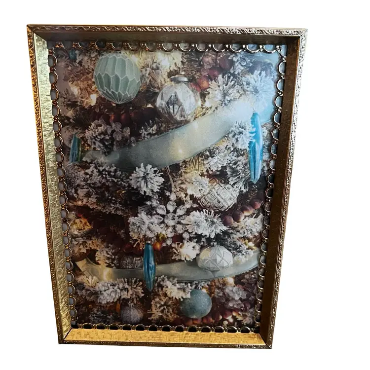 012 Upcycled by me, retro Christmas ornament framed decor