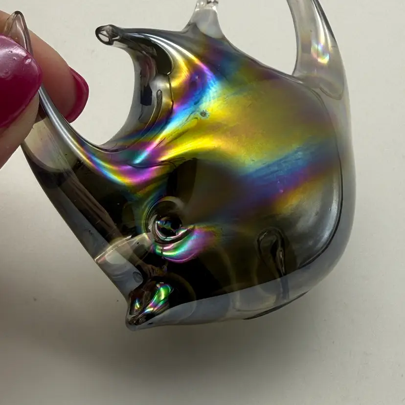 Vintage Stingray HandBlown Glass Iridescent Carnival Finish - Paperweight Mexico