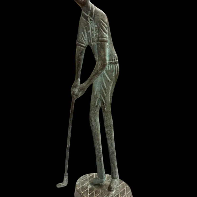 Golfer Statue Brass Metal Putter