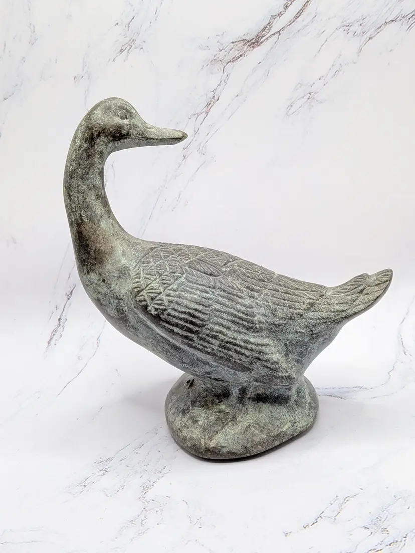 amazing vintage brass duck goose heavy patina natural oxidization
