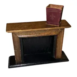 Vintage MSR Imports Taiwan Dollhouse Fireplace Mantle w/ Wastebasket