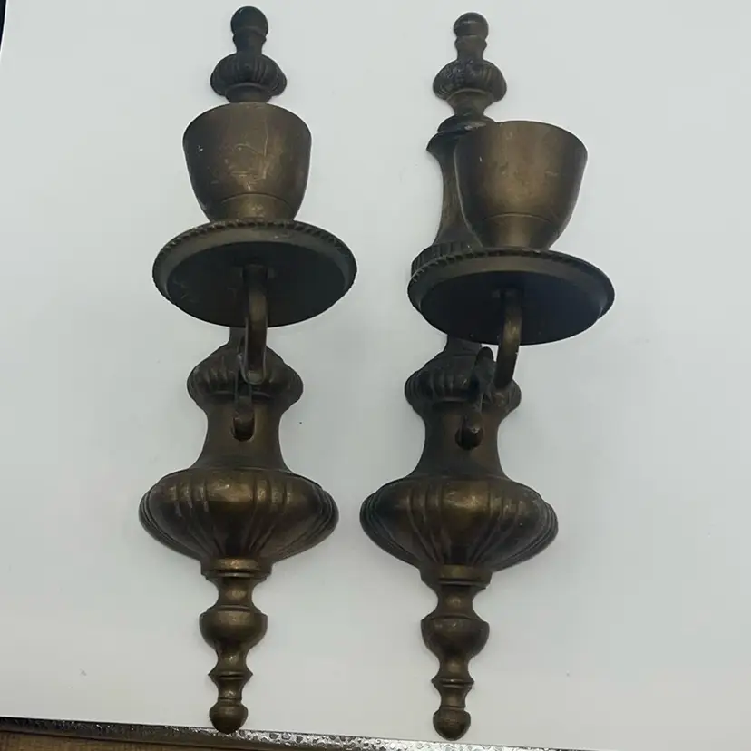 Brass Candlesticks Pair Vintage 14”