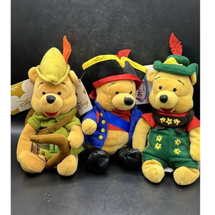Disney Plush  Pooh Robin Hood, Oktoberfest & Pirate Pooh W/ tags