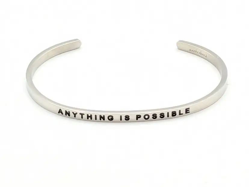Mantraband "Anything is Possible" Silver Tone Cuff Bracelet