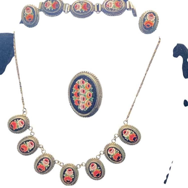 Antique Micro Mosaic Set 5 Pieces