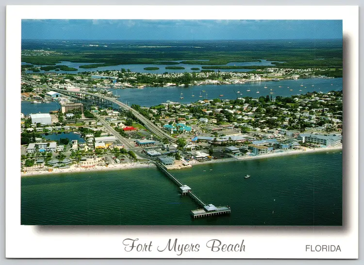 Postcard Aerial View Fort Myers Beach Florida Jumbo Card Main Pier - 12371