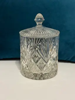 Vintage Lead Crystal Heavy Glass Cracker Jar Biscuit Barrel Candy Dish 10x3