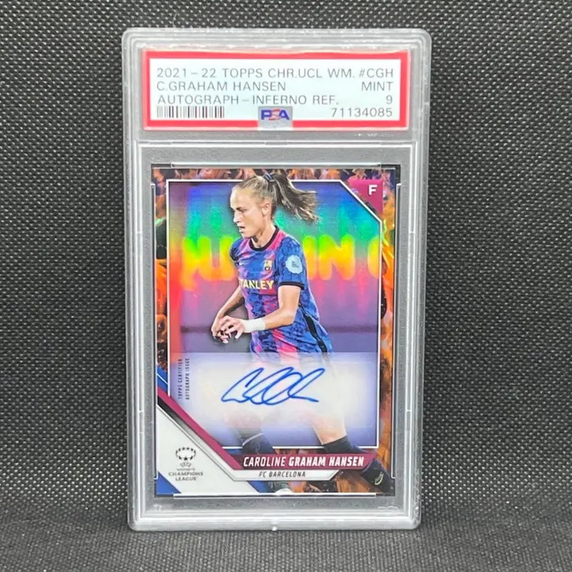 21/22 Topps Chrome UEFA Inferno Auto /75 Caroline Graham Hansen PSA 9 #BA-CGH