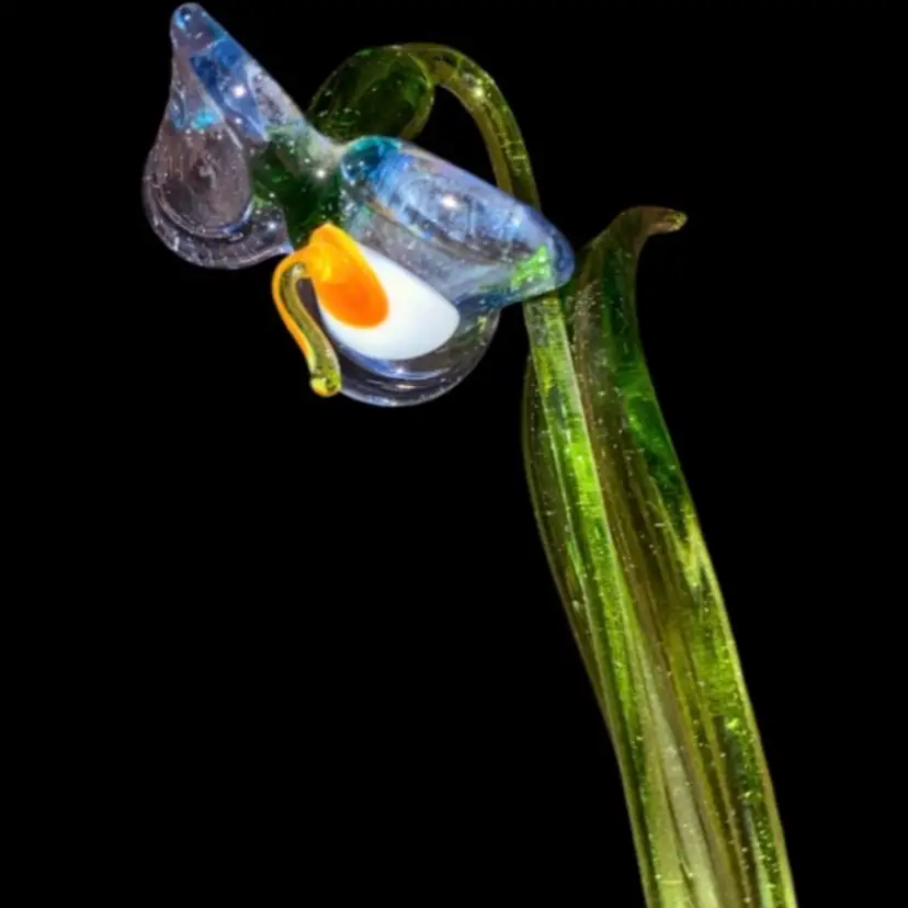 #02- Just In From Ukraine Large Hand Blown Glass Flower As Shown