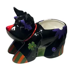 Vintage Dolomite Scottie Ceramic Hand Painted Dog - Planter