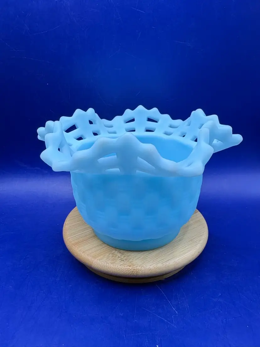 Fenton Powder Blue Satin Glass Bowl
