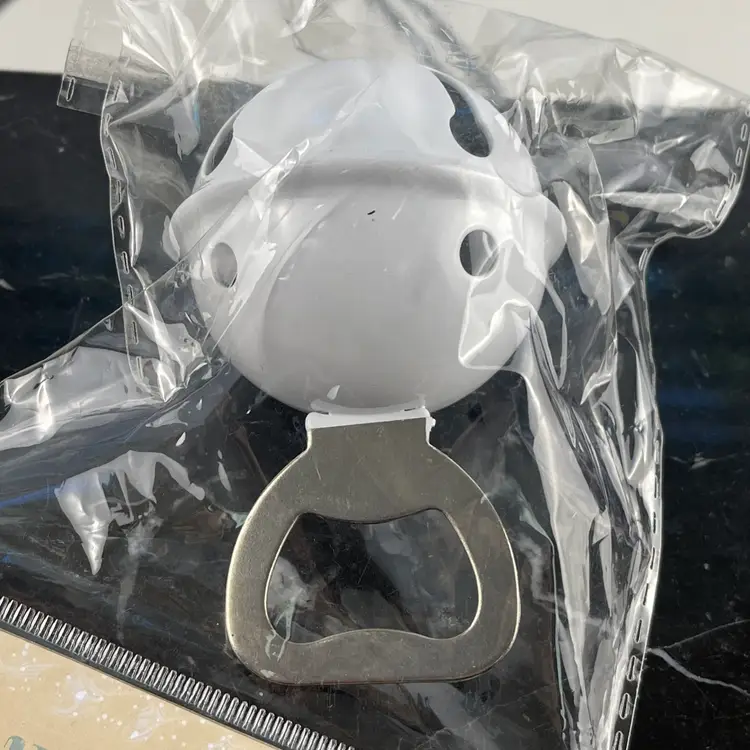 White Jingle Bell Bottle Opener New In Package Holiday Bar 4” H x 3” W Christmas