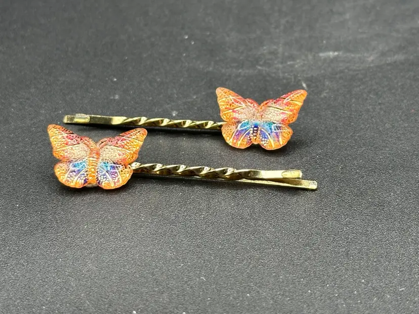 Orange & Purple Butterfly Hair Pins