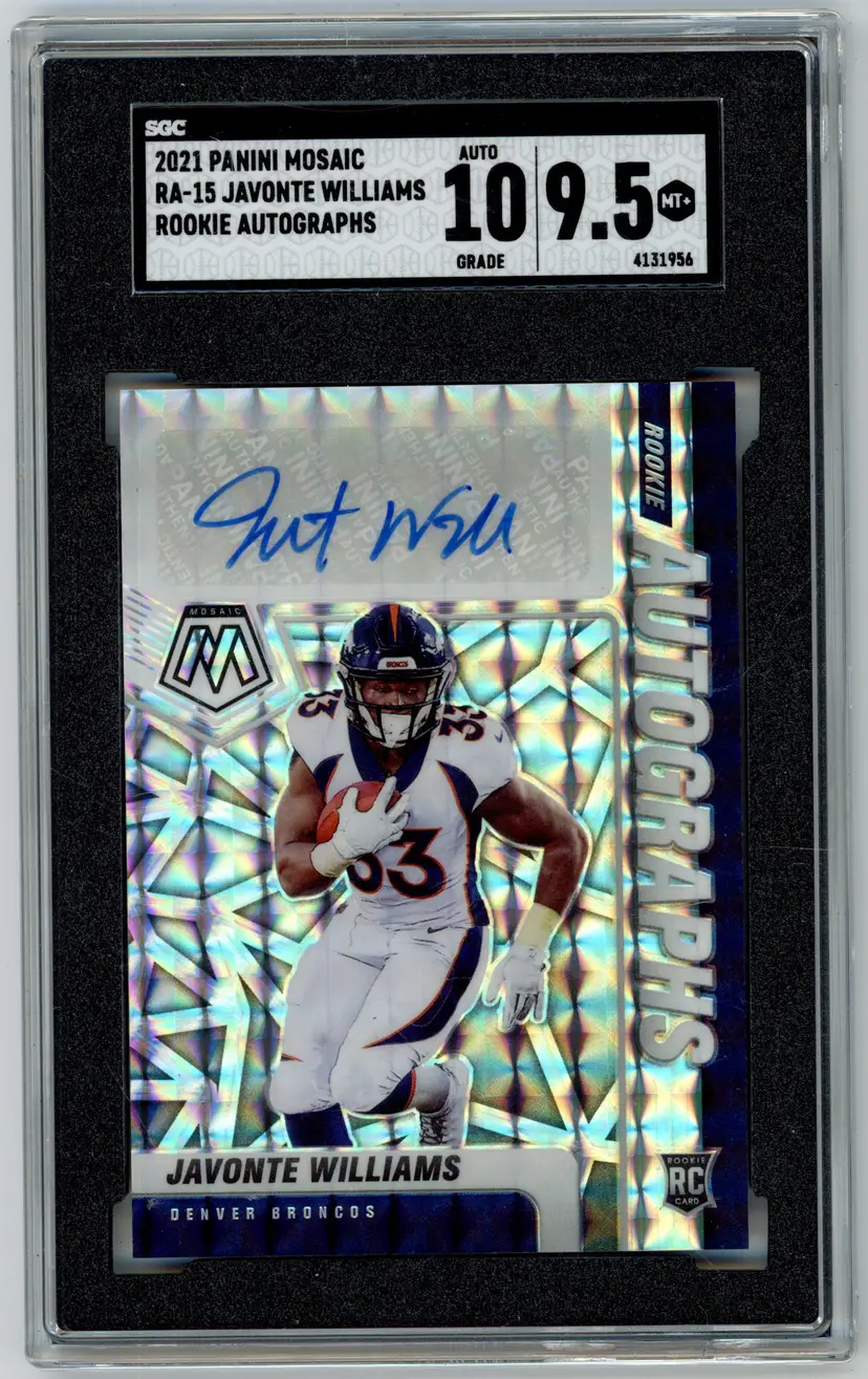 2021 Panini Mosaic JAVONTE WILLIAMS RC Rookie Auto Prizm #RA-15 BRONCOS SGC 9.5 MT+