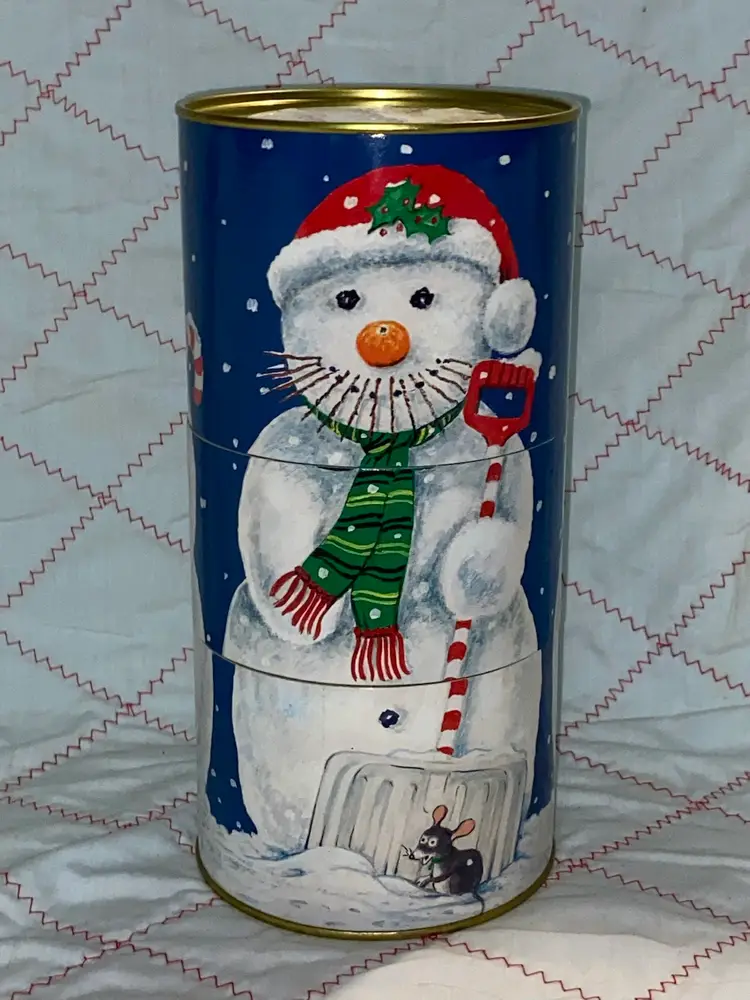 Vintage Twist Around Christmas Snowman Tin Create 3 Different Snowmen
