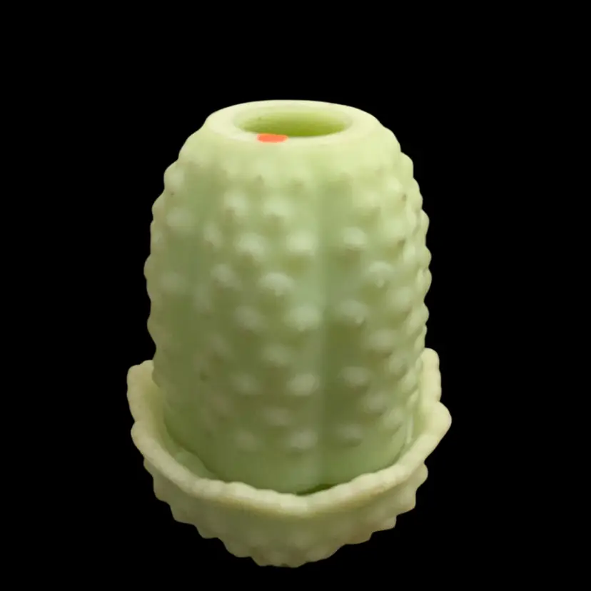 2-piece Fenton Lime Sherbet Hobnail Fairy Light-GLOWS- READ 4.5” x 3”