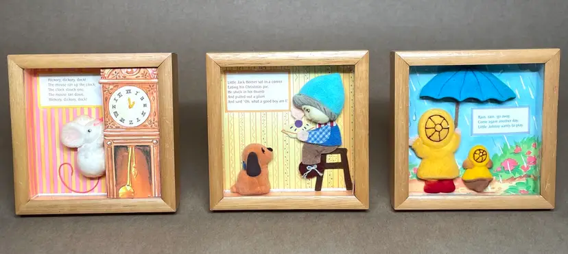 EMOTIONS 1983 DIVISION MATTEL TOYS Nursery Rhymes 3D Shadow Boxes Lot of 3