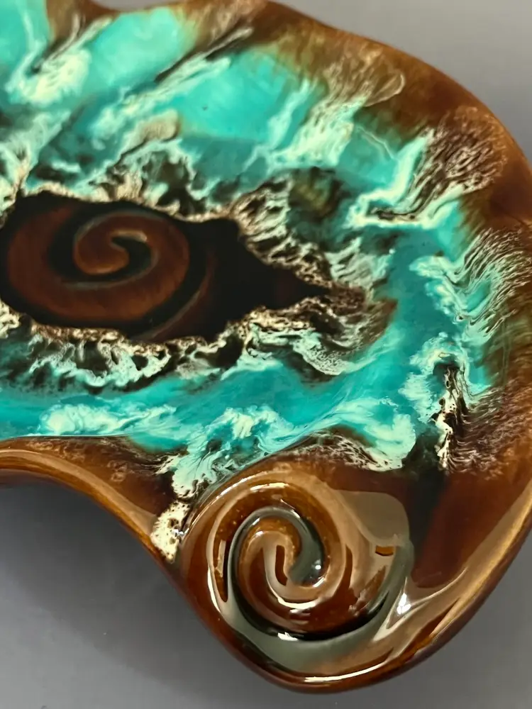 Rare Vintage French-Vallauris  Studio Art Pottery Ceramic Treat/Dish With Fat Lava Glaze