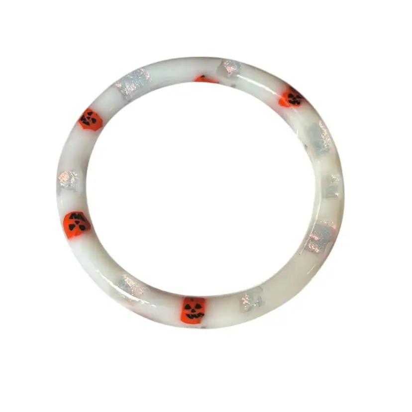 Dichroic Art Glass Jack O Lantern Bangle - One Of A Kind - Art Glass Janet Solter Bracelet  - Handmade - 1/1