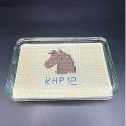 Needlepoint Horse Paperweight 4.5x2.5”