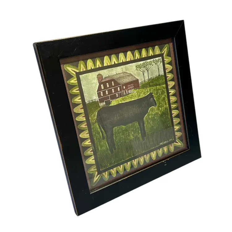 Cindy Shamp Animal Farm Barn and Cow Framed Rustic Print 2001