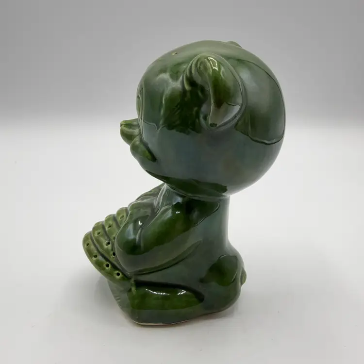 Green USA Pottery Bear Appetizer Server Or Hat Stick Pin Holder