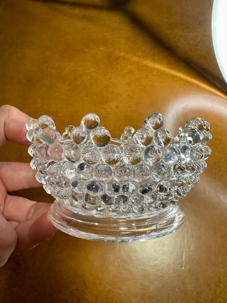 Vintage clear hobnail glass bowl 4” w 2.5” tall
