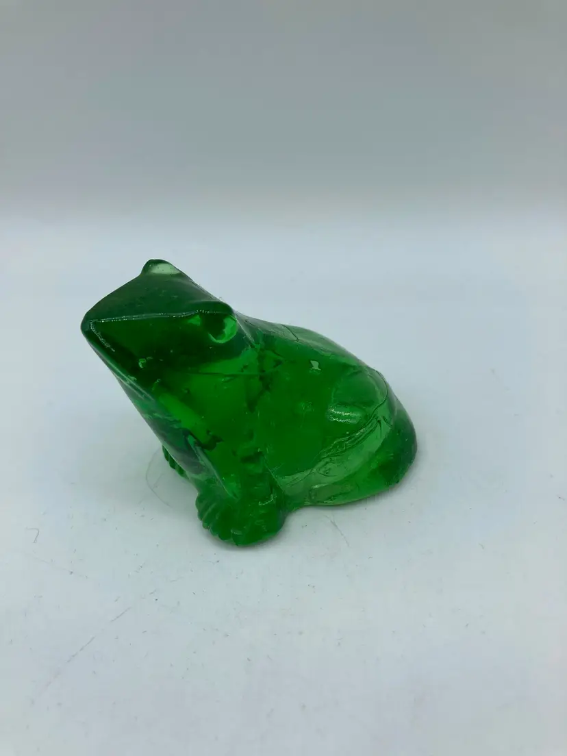 Ganz Art Glass Mini Frog Figurine Paperweight Trinket 1.5” Green Frog Toad