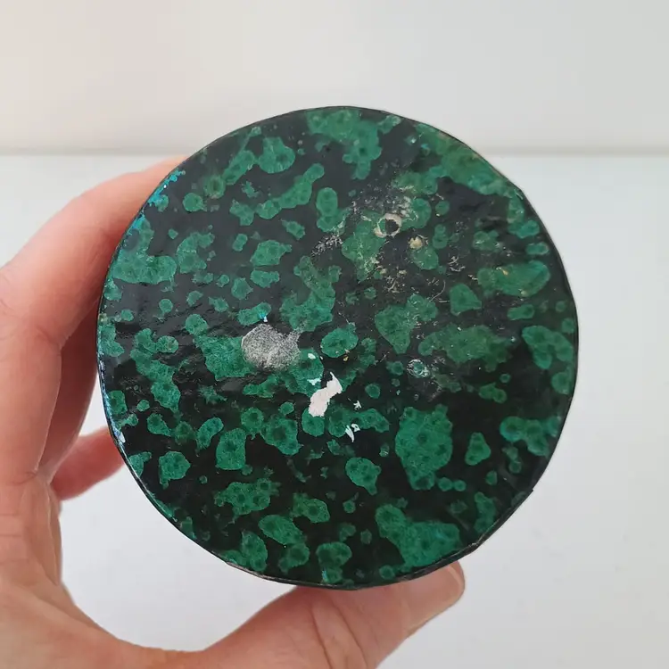 Vintage Chinese Wooden Butterfly Bamboo Straw Trinket Box Round Lined 3"