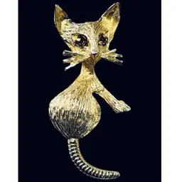 Gold Cat Brooch