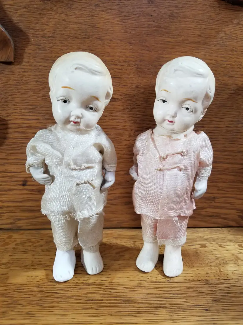 Vintage Frozen Charlotte Doll Pair – Chalkware – Japan