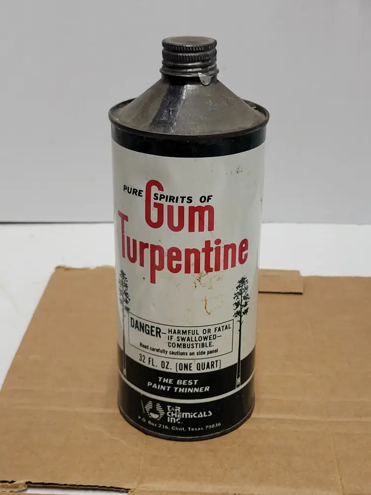 Vintage Gum Turpentine 1 Quart Can Turpentine & Rosin Factors Of Texas, Inc.