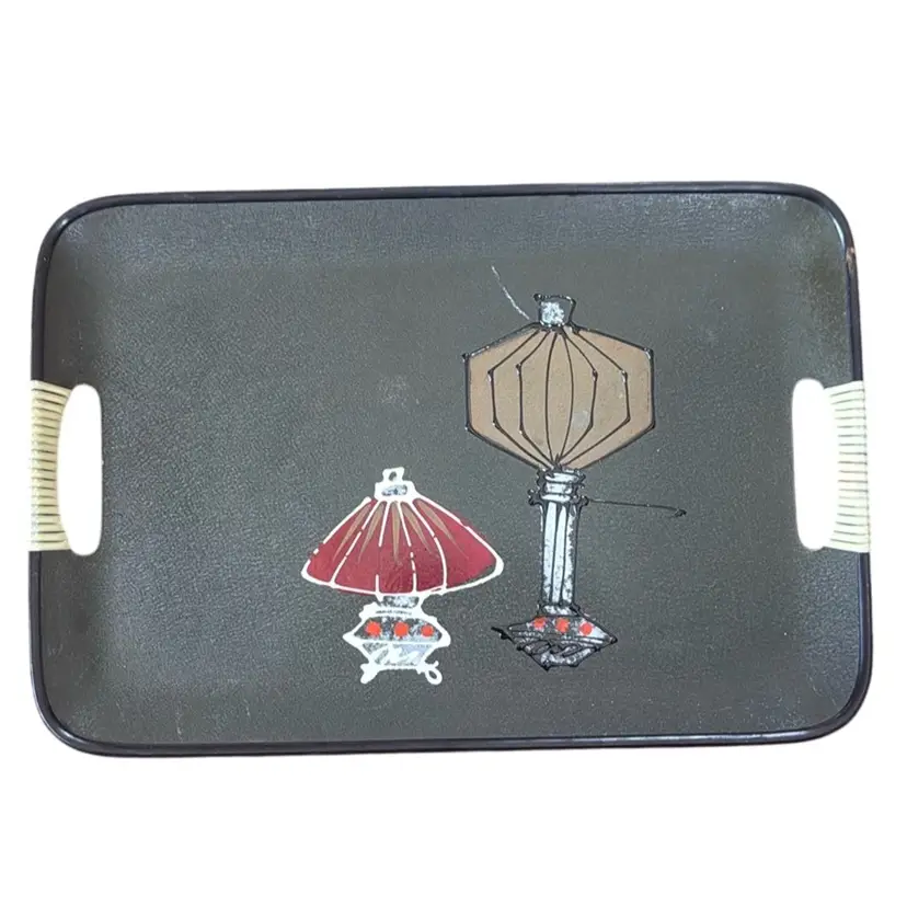 Mid-century small tray with lamps