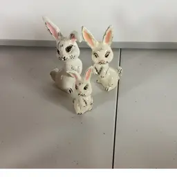 3 Vintage Creepy Ceramic Bunnies