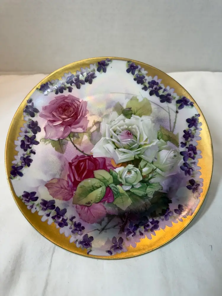 Vintage Hand Painted Floral Plate