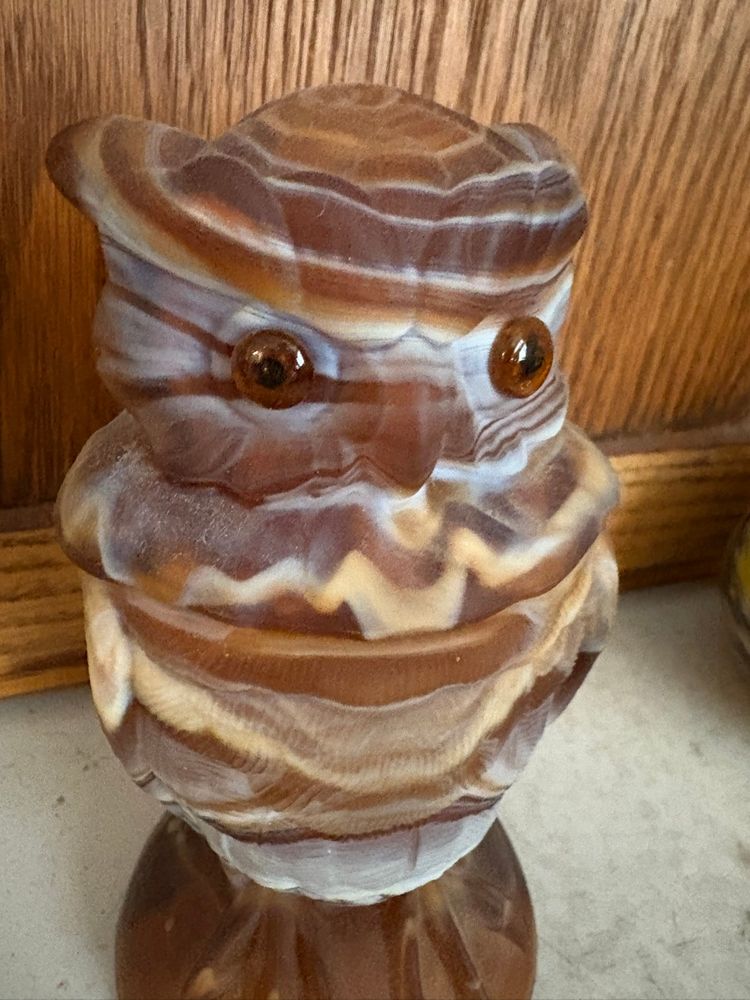 Imperial Slag Glass Owl trinket box