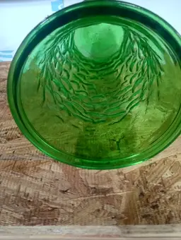 Vintage Green Pressed Glass Tall Vase