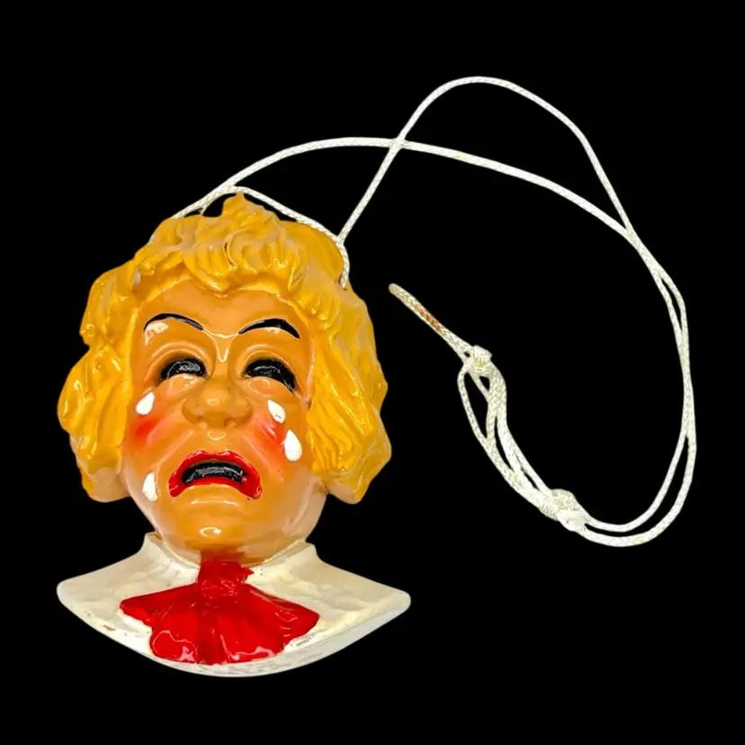 Black Forest Crying Toddler Mask. Marked “Ribbling-Hieler Freiburg”. German Fasnacht Folklore. Hand painted Resin Hanging Figurine. **Read Condition**