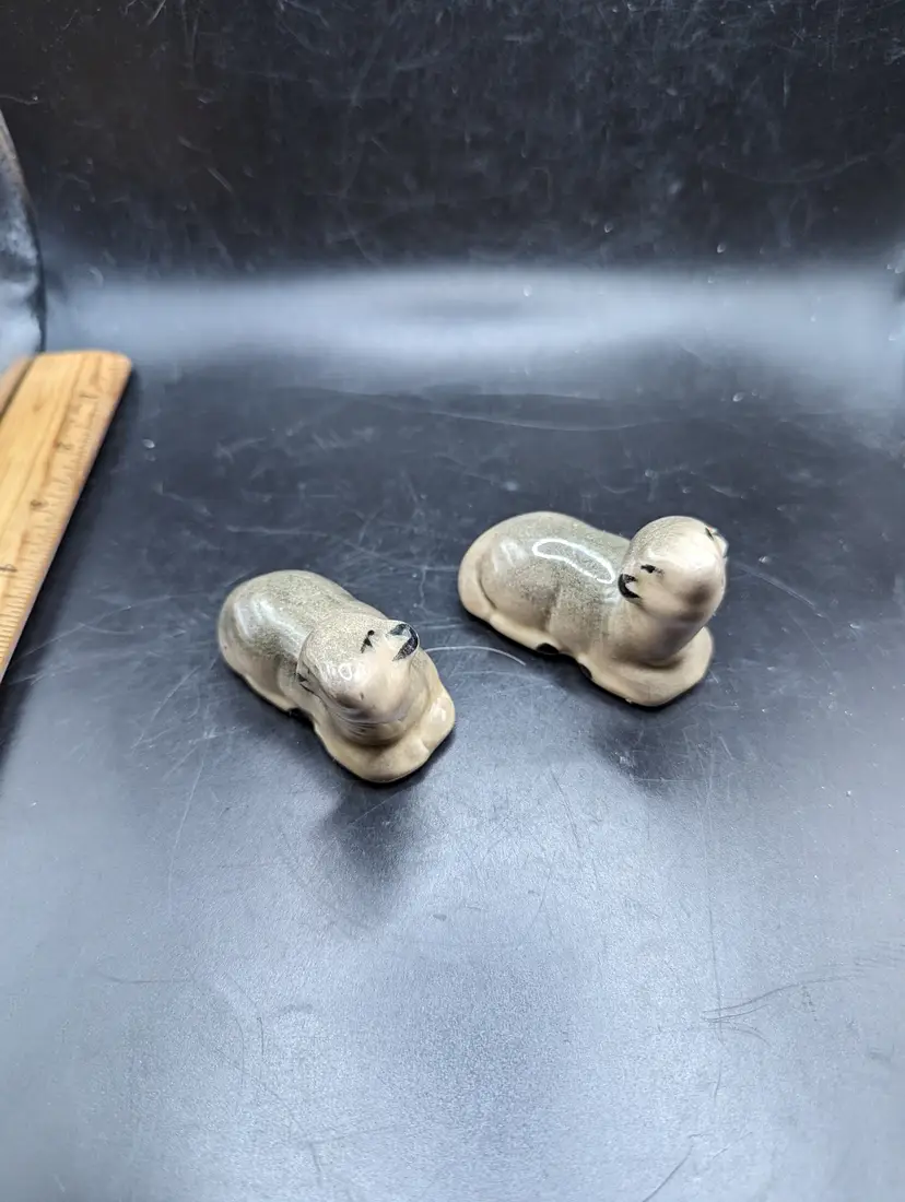 Vintage Lot of 2 Small Porcelain Lambs / Sheep