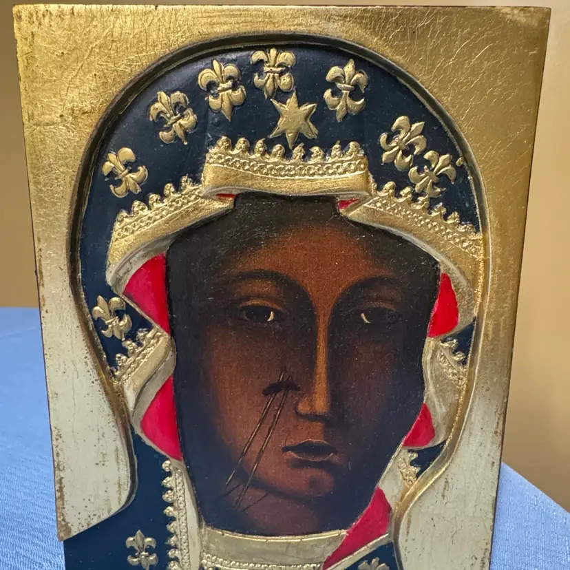 Our Lady of Częstochowa MADONNA OF CZĘSTOCHOWA HAND-PAINTED Wooden ICON POLAND