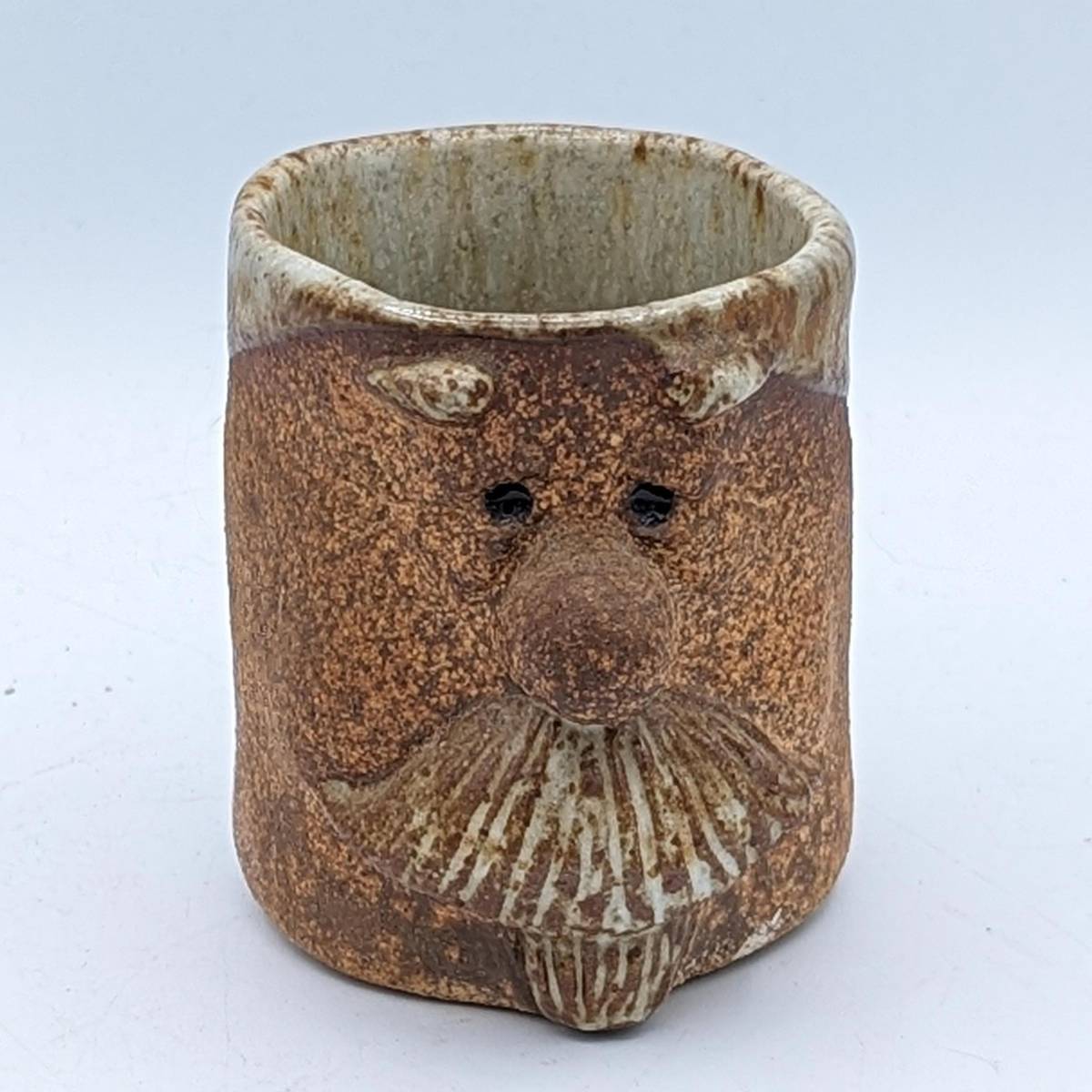 Funy Men Niknax · NC Ugly Face Cup Funny Mustache Man Stoneware Pottery