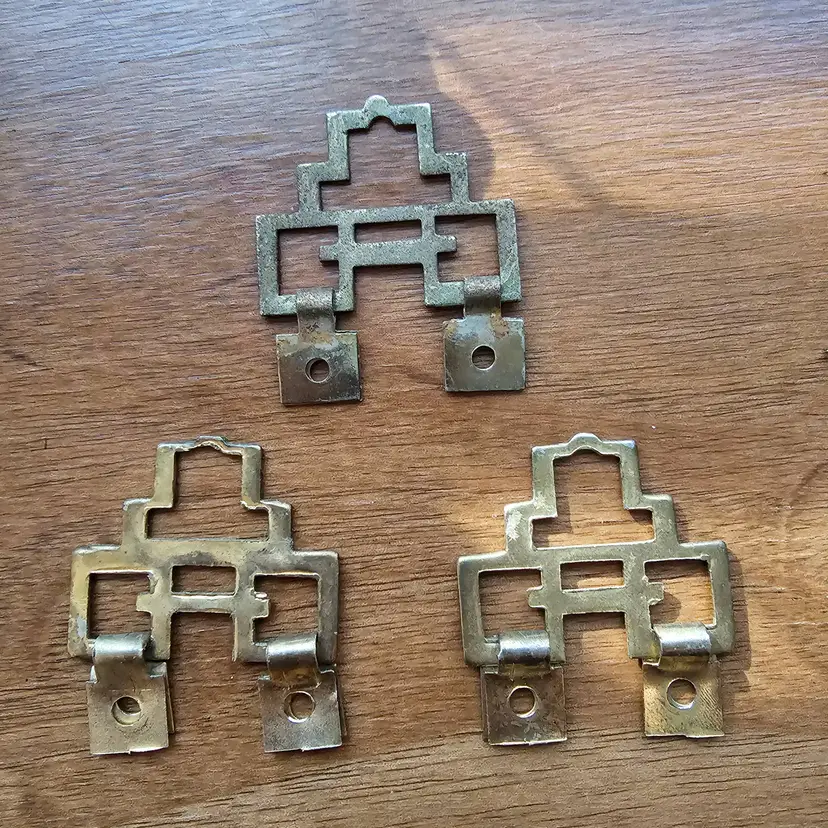 Set of 3 Vintage Decorative Brass Hardware for Hanging Frames or Wall Art