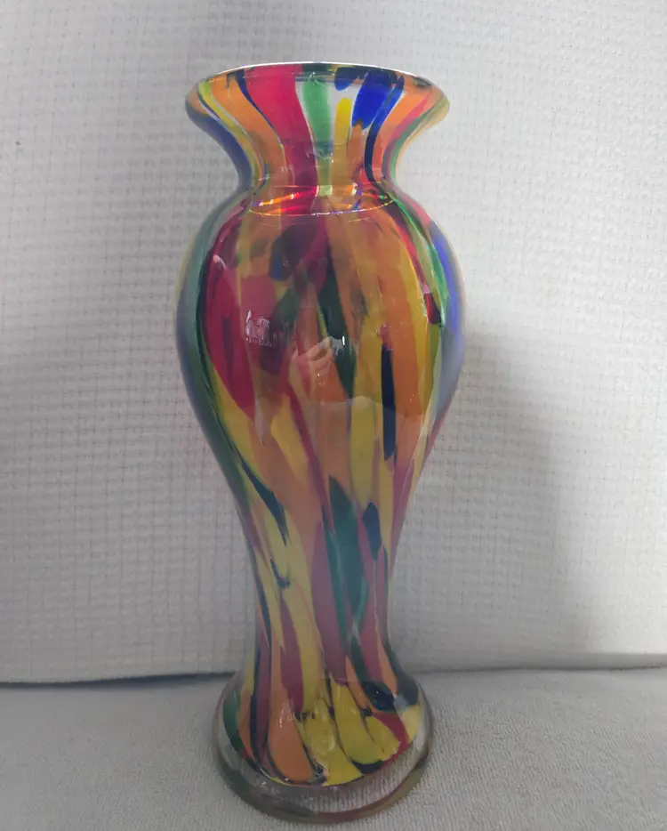 Hand Blown Art Glass Multi-Colored Vase