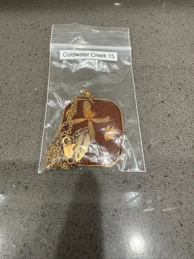 Cold water creek Gold Chain With Brown Pendant