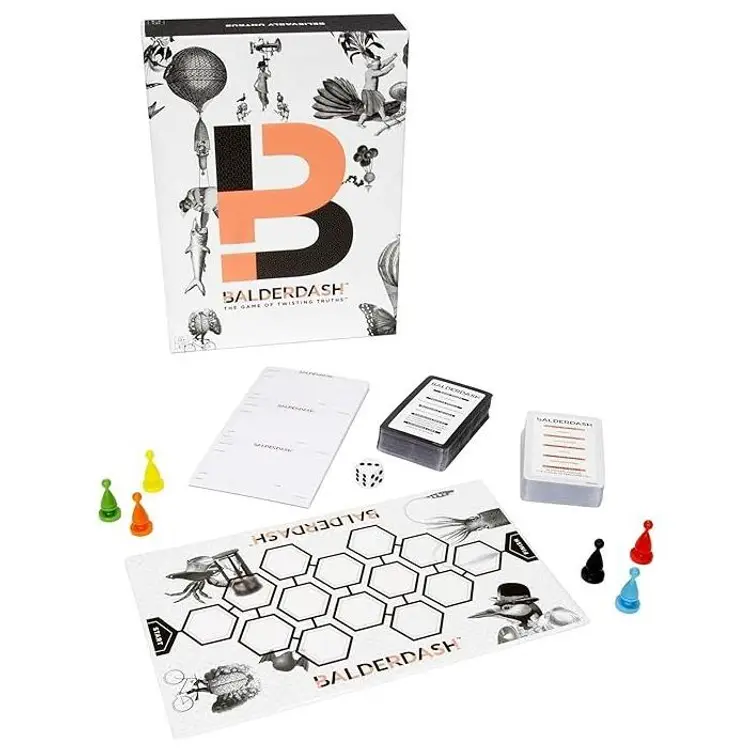 Mattel Games ​Balderdash Board Game for Adults & Teens with Guessing & Bluffing, The Game of Twisting Truths for 2-6 Players NEW SEALED