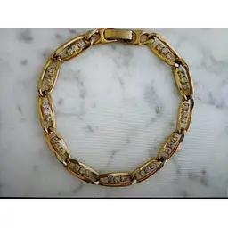 Vintage, Gold Toned, 7in. Bracelet with Clear Rhinestones, Hinged Clasp, Great Condition, Perfect for Everyday! $15.00