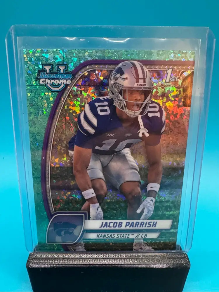 Jacob Parrish 1st Bowman Chrome U Aqua Mini Diamonds Refractor /275 Tampa Bay Bucs